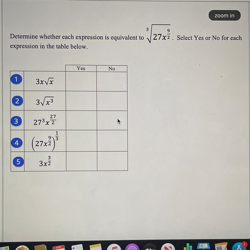 What expressions from the table are equivalent to that expression ?-example-1