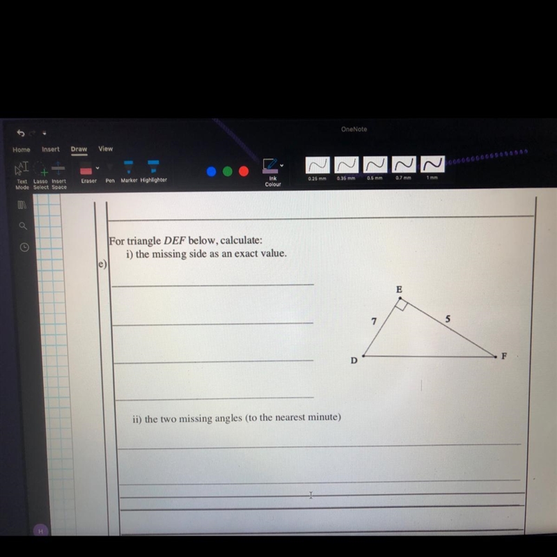 In triangle DEF, find the missing side as an exact value:-example-1