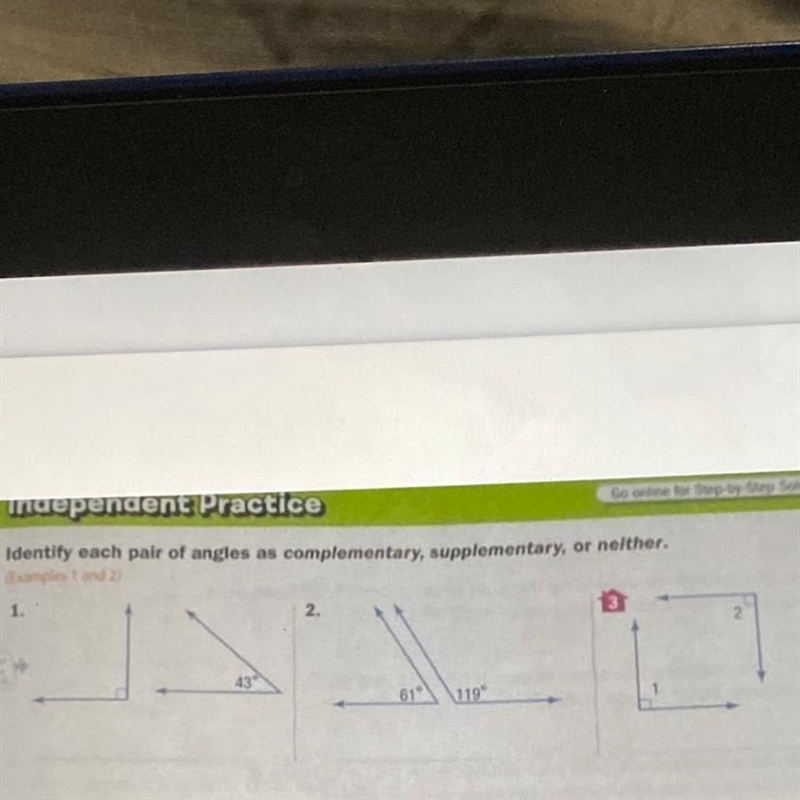 Identity each pair of angles as complementary, supplementary, or neither.-example-1