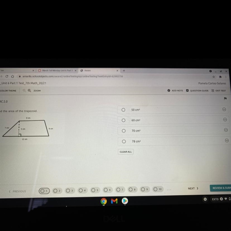 Find the area of the trapezoid?-example-1