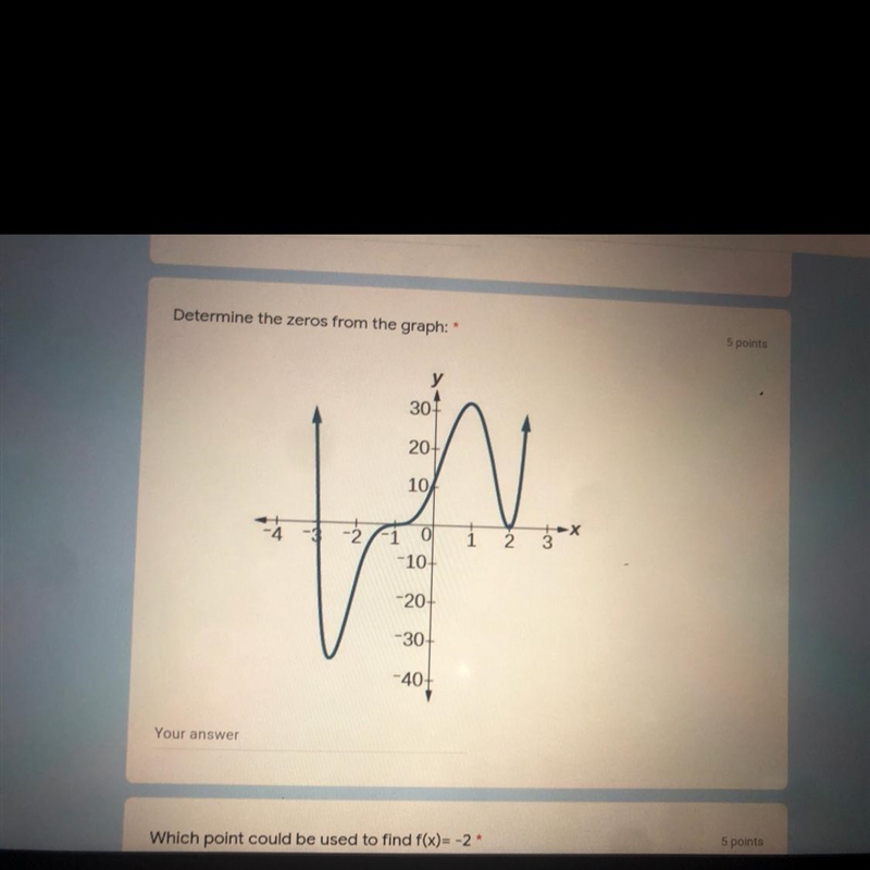 Determine the zeros from the graph: can someone please help-example-1