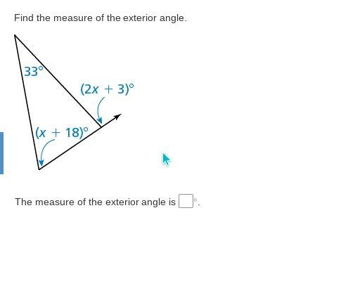 Find the measure of the exterior angle.-example-1