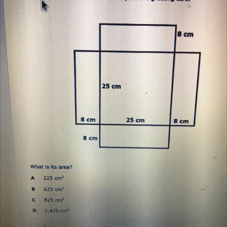 This diagram illustrates an unfolded part of a greeting card, What is its area ?-example-1