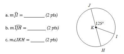 Round answers to the nearest tenth if necessary. 1. the measure of arc JI is ?? degrees-example-1