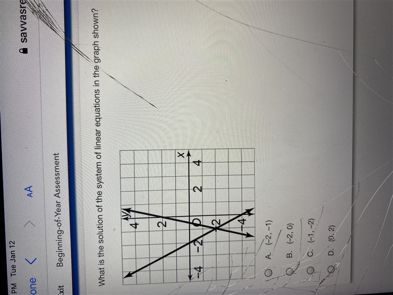 What is the solution of the system of linear equations in the graph shown?-example-1