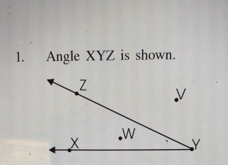 Pls help meee Angle XYZ is shown. Which point lies in the interior of angle XYZ? A-example-1