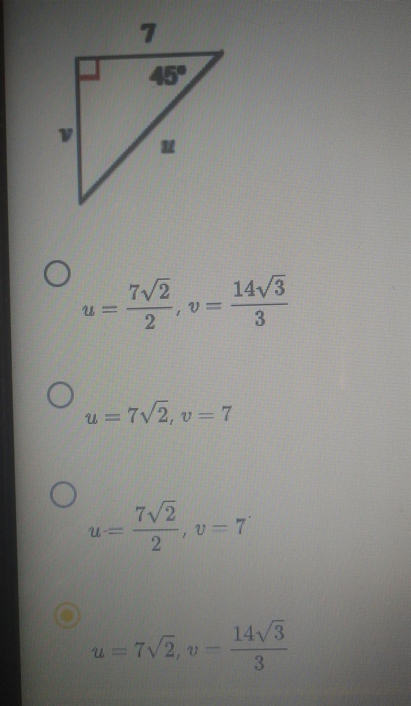 Find the missing side lengths answered in the simplest radical form with the denominator-example-1