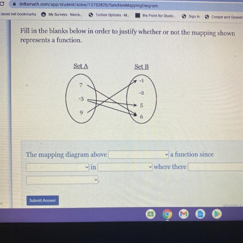 Fill in the blanks below in order to justify whether or not the mapping shown represents-example-1