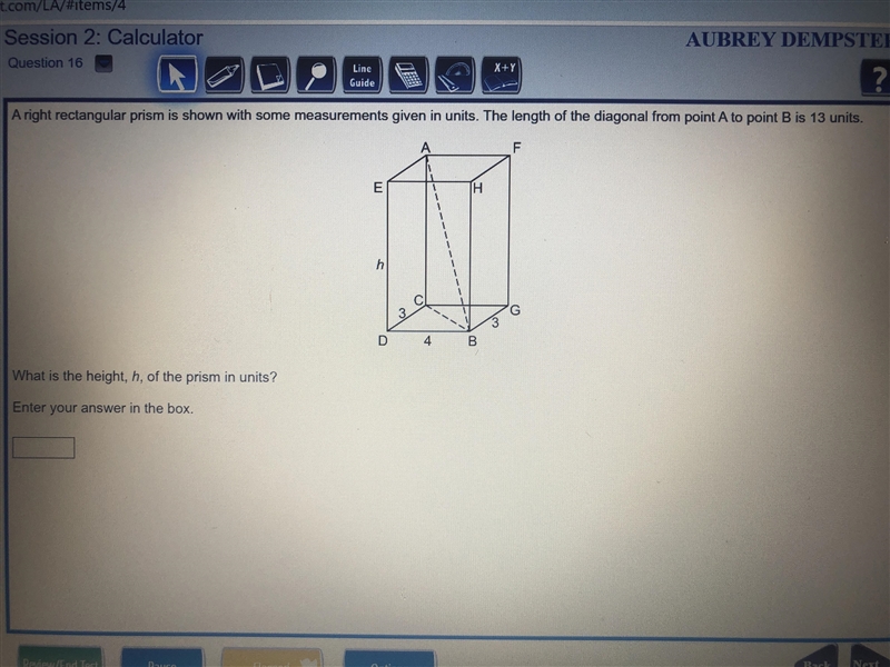 A right rectangular prism is shown with some measurements given in units. The length-example-1