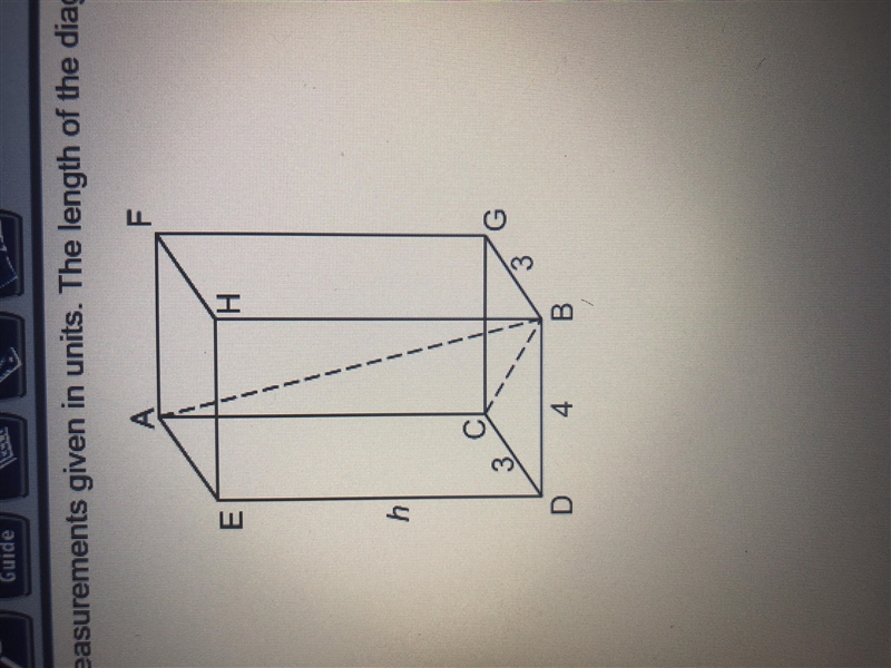 A right rectangular prism is shown with some measurements given in units. The length-example-3