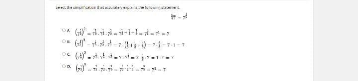 Select the simplification that accurately explains the following statement. A. B. C-example-1