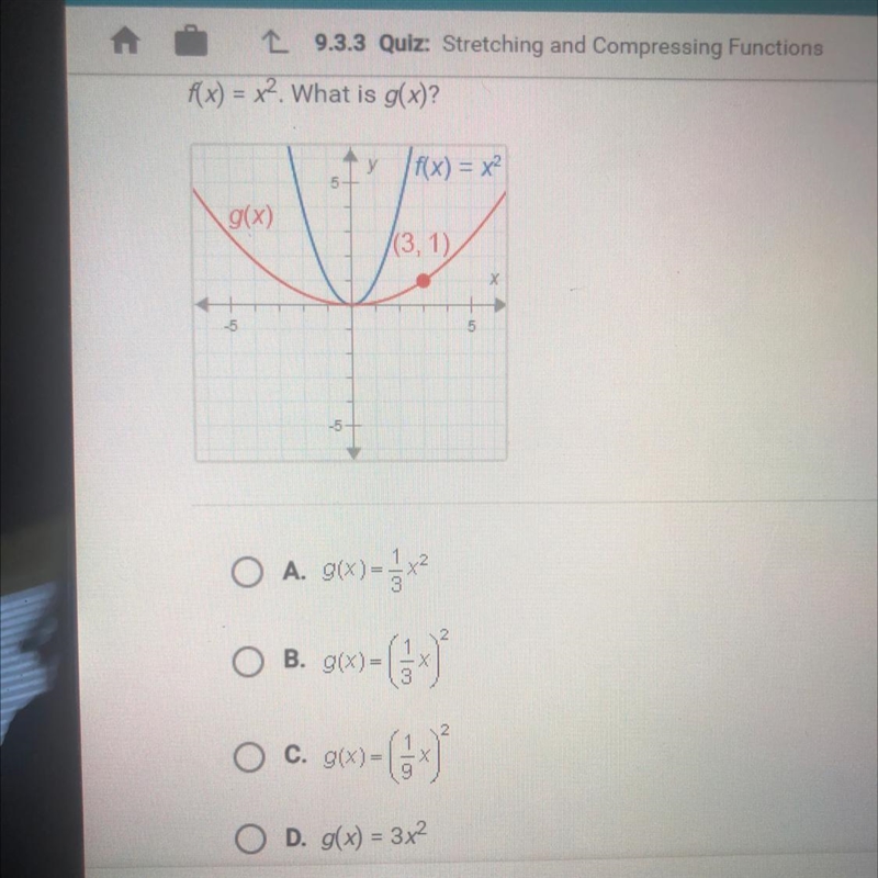 F(x) = x2. What is g(x)? Help me please-example-1