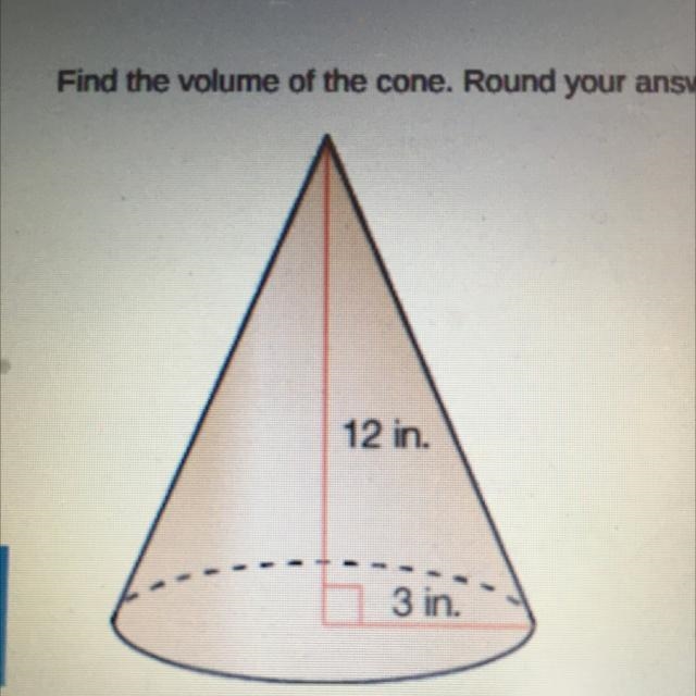 Find the volume of the cone. Round your answer to the nearest tenth.-example-1