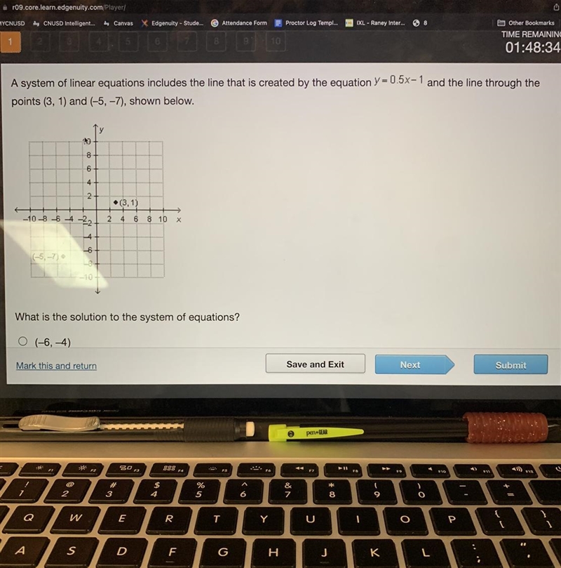 A system of linear equations includes the line that is created by the equation Y = 0.5x-example-1