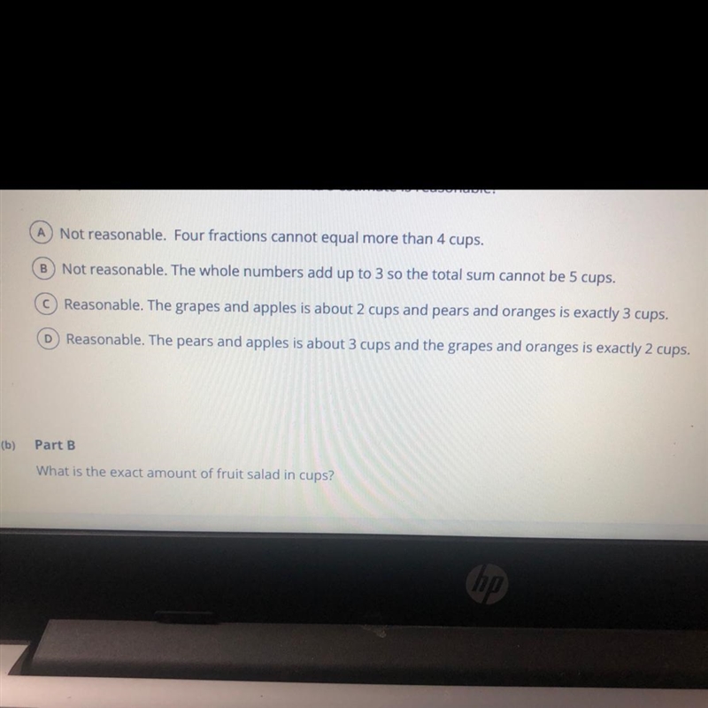 Help please. Monica estimates the recipe makes about 5 cups of fruit salad. which-example-1