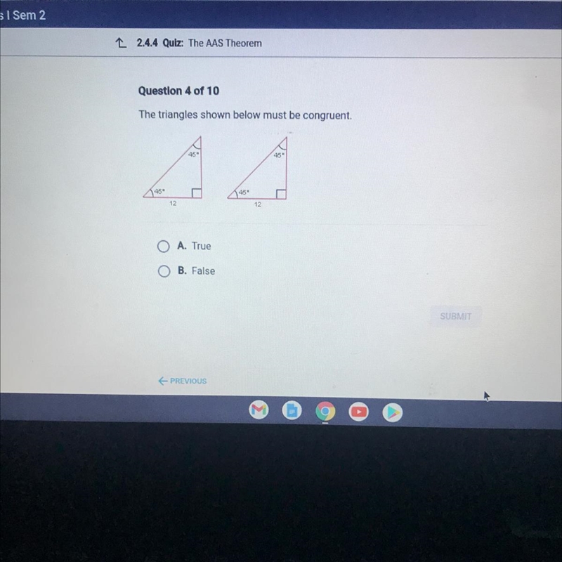 The triangles shown below must be congruent.-example-1