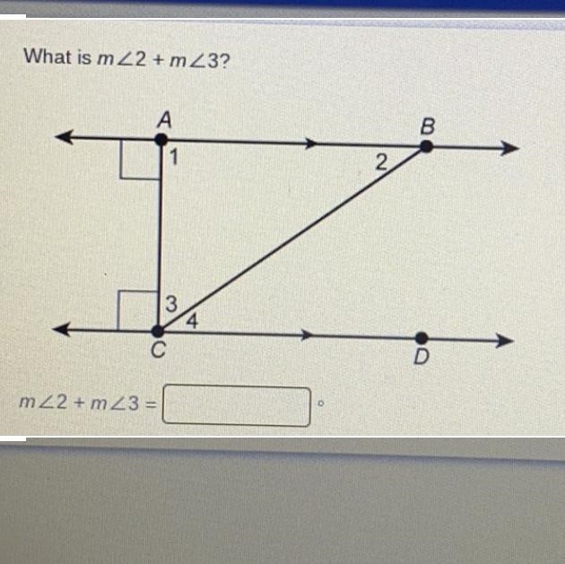 What is m∠2 + m∠3 *Picture included*!!-example-1