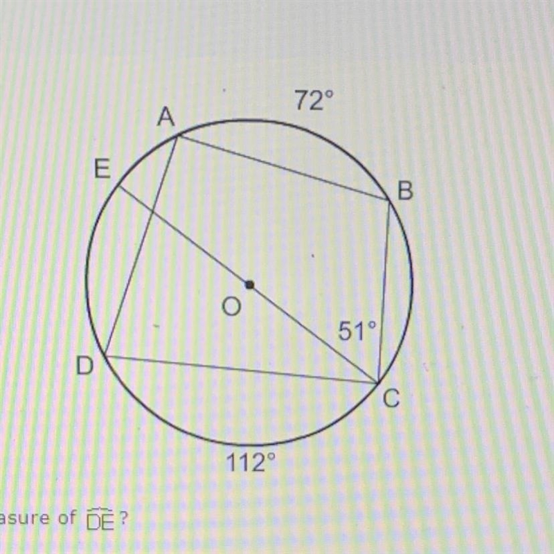 What is the measure of DE? A) 51 B) 68 C) 85 D) 56-example-1