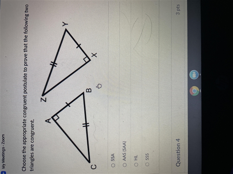 Pls help. What is the appropriate congruent for these triangles-example-1