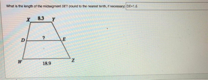 What is the length of the midsegment DE? (Round to the nearest tenth, if necessary-example-1