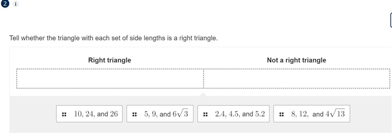 Tell whether the triangle with each set of side lengths is a right triangle.-example-1