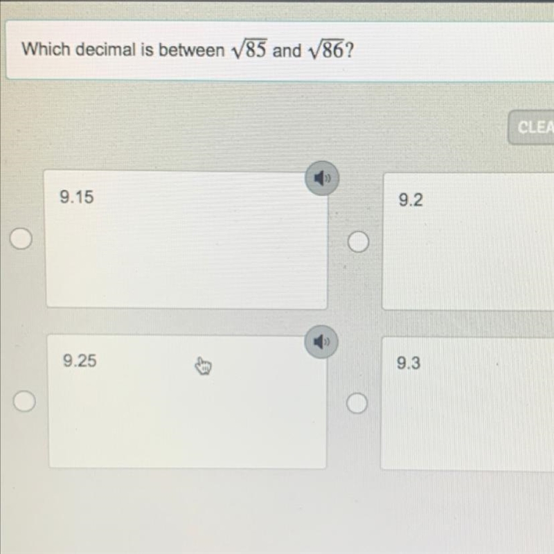 Which decimal is between 85 and V86?-example-1