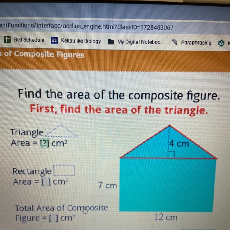 PLEASE HELP ASAP!! Find the area of the composite figure. First, find the area of-example-1