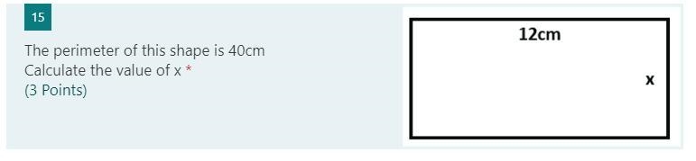 The perimeter of this shape is 40cm Calculate the value of x-example-1