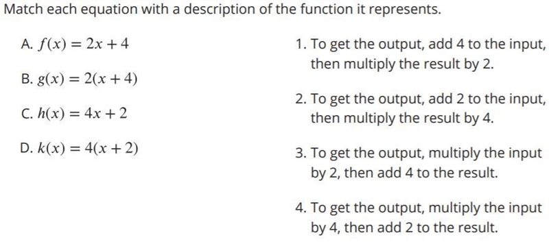 Match the equation with the description of the function it represents.-example-1