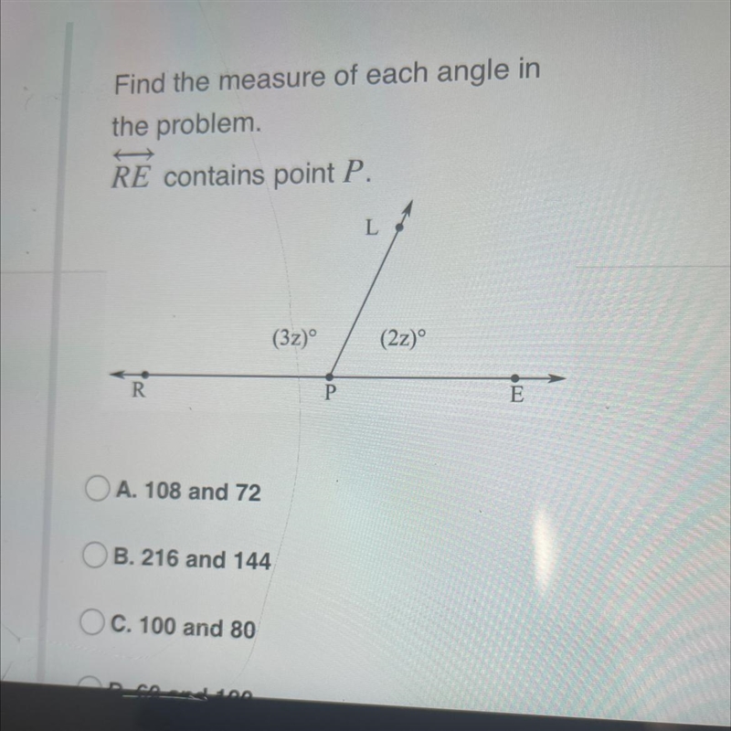 Find the measure of each angle in the problem. RF contains noint P.-example-1