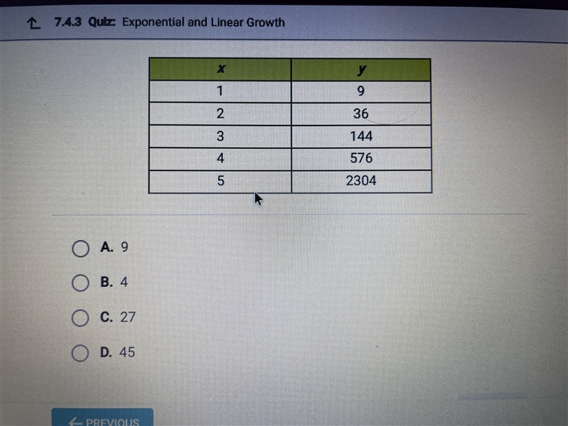 Need help pleaseee!!!!! The values in the table represent an exponential function-example-1