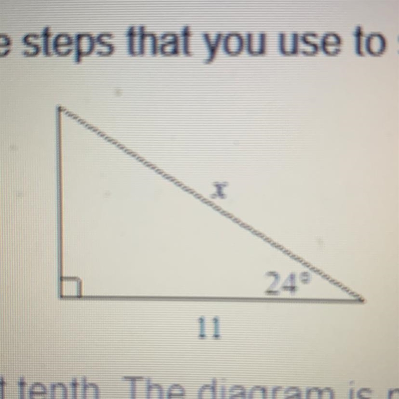 Find the value of x. Round to the nearest tenth. The diagram is not drawn to scale-example-1