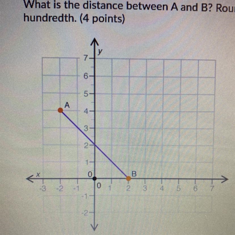 PLEASE HELP ASAP!! what is the distance between A and B 1) 4.56 2) 5.35 3) 5.66 4) 6.10-example-1