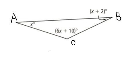 ASAP. Triangle ABC has angle measures as shown. complete sentences (a) What is the-example-1