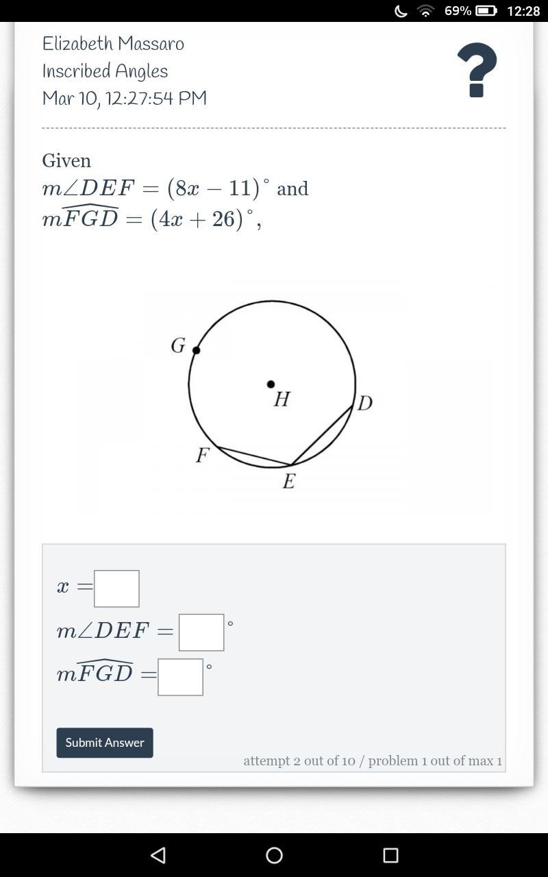 I need help I'm failing in class I need to find a inscribed angle but it's hard.-example-1