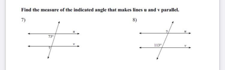 Find the measure of the indicated angle that makes line u and b parallel-example-1