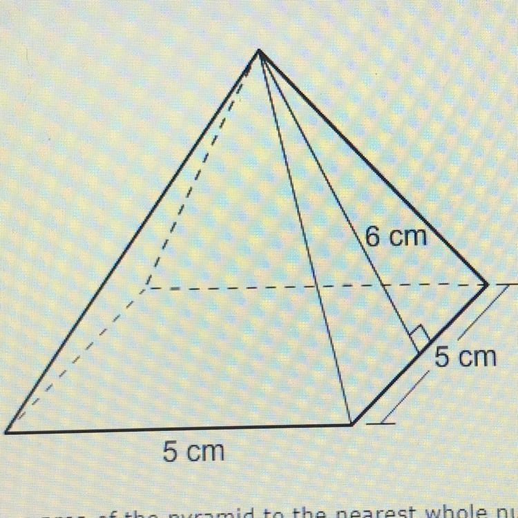 31. What is the surface area of the pyramid to the nearest whole number? A 25 cm B-example-1