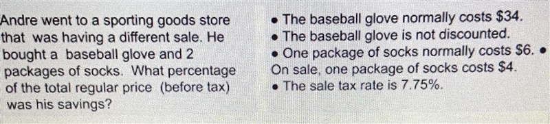 Andre went to a sporting goods store that was having a different sale. He bought a-example-1