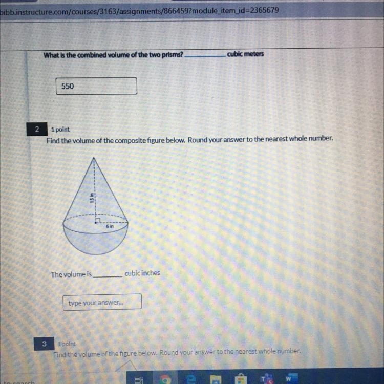 Find the volume of the composite figure below round your answer to the nearest whole-example-1