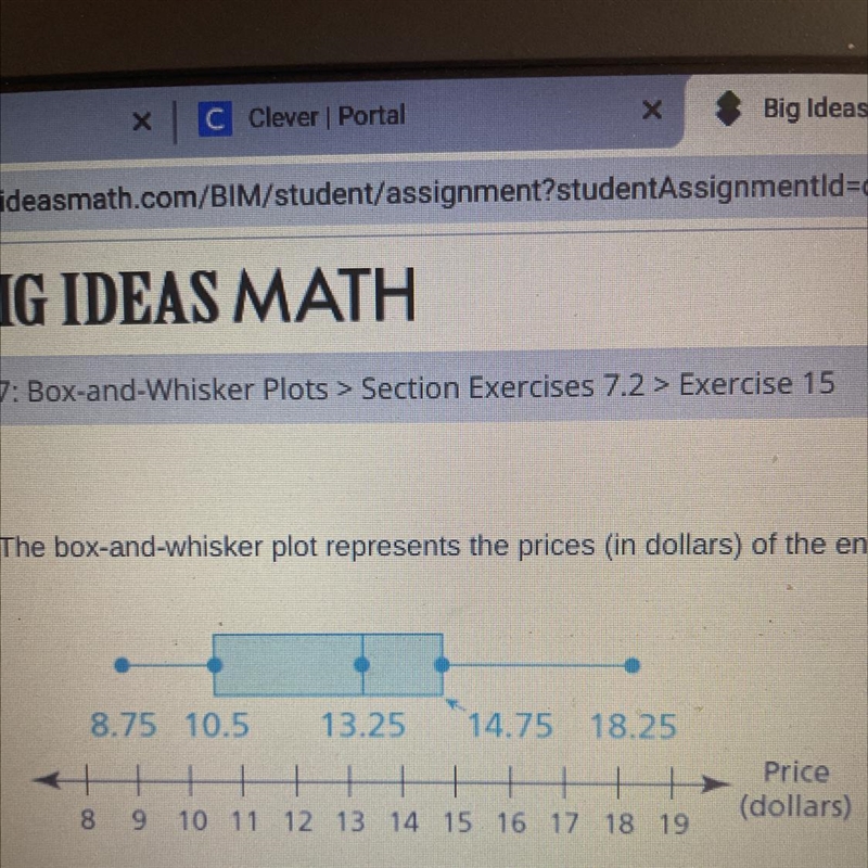 Find and interpret the range of the data. The range is___. The prices vary by no more-example-1