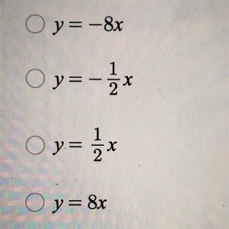 The value of y varies inversely with x, and y=-2 when x=4 What is the equation?-example-1