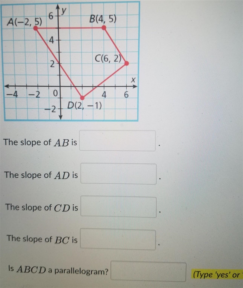 Show that ABCD is a trapezoid. (Hint: in a trapezoid, exactly one pair of opposite-example-1