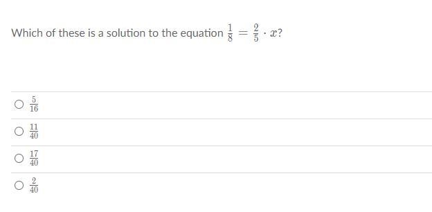 1/8 = 2/5 times X . What is X-example-1