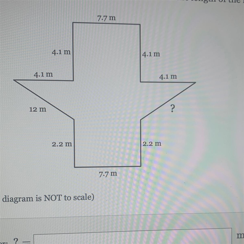 The perimeter of the figure below is 61.1 m. Find the length of the missing side.-example-1