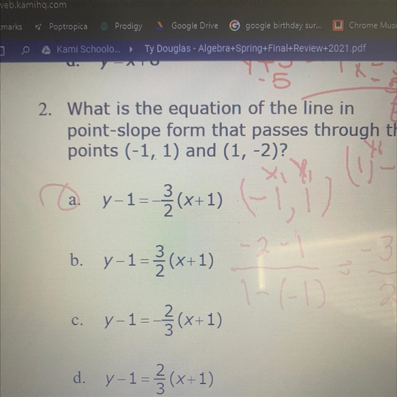 What is the equation of the line in point-slope form that passes through the points-example-1