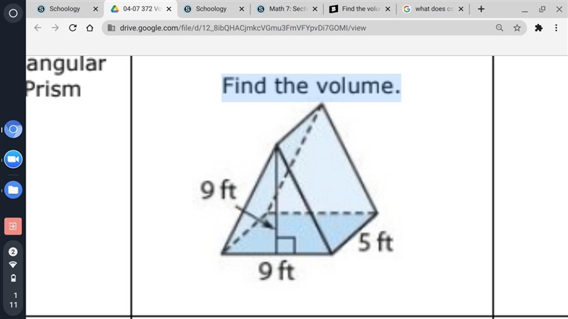 Find the volume of this triangular prism.-example-1