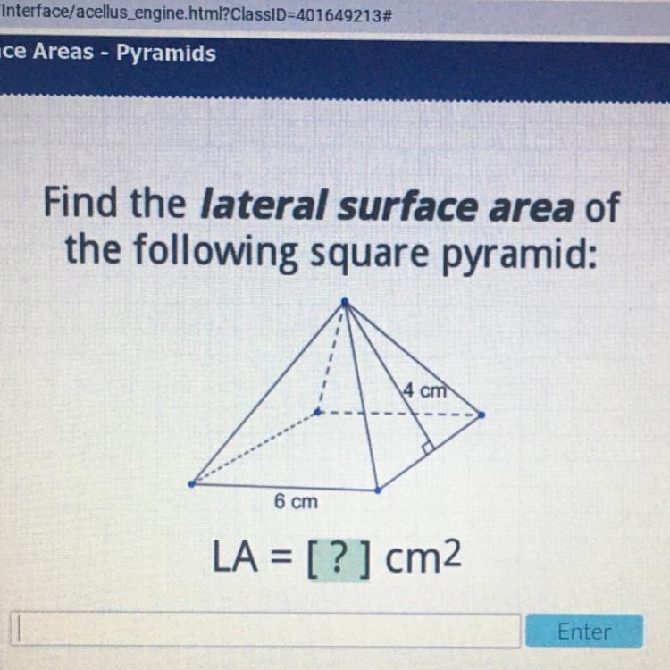 PLEASE HELP ME PLEASE HELP ME Find the lateral surface area of the following square-example-1