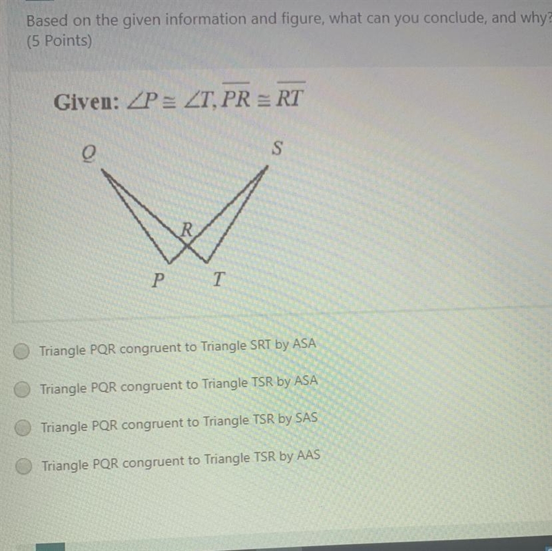 Based on the given information and figure, what can you conclude, and why?* (5 Points-example-1