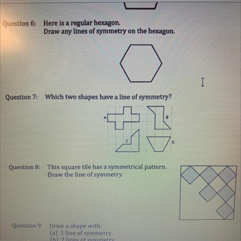 7. Which two shapes have a line of symmetry?-example-1