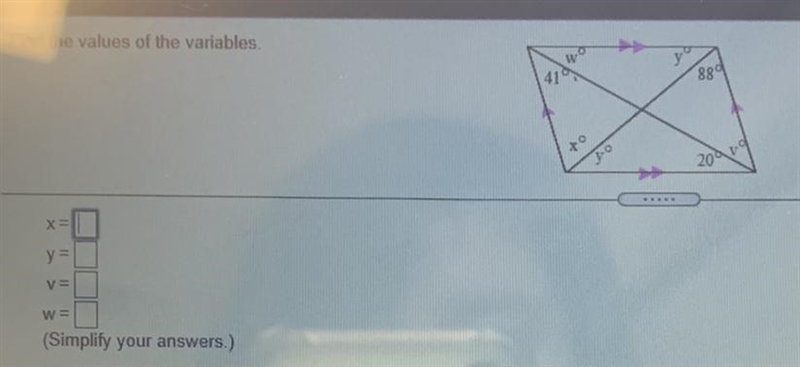 I DONT UNDERSTAND HELP Find the values of the variables (Simplify your answers )-example-1